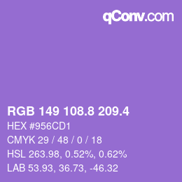 カラーコード: RGB 149 108.8 209.4 | qconv.com