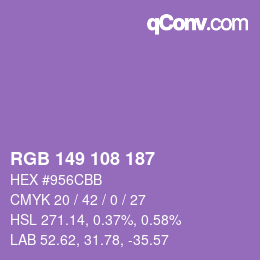 Color code: RGB 149 108 187 | qconv.com
