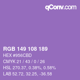 Color code: RGB 149 108 189 | qconv.com