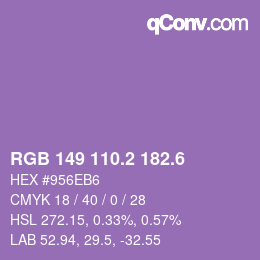 カラーコード: RGB 149 110.2 182.6 | qconv.com