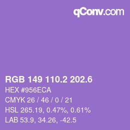 カラーコード: RGB 149 110.2 202.6 | qconv.com