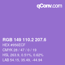 カラーコード: RGB 149 110.2 207.6 | qconv.com