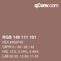 Código de color: RGB 149 111 101 | qconv.com
