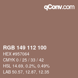 Farbcode: RGB 149 112 100 | qconv.com