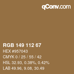 Color code: RGB 149 112 67 | qconv.com