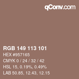 Color code: RGB 149 113 101 | qconv.com