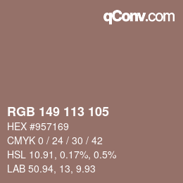 Color code: RGB 149 113 105 | qconv.com