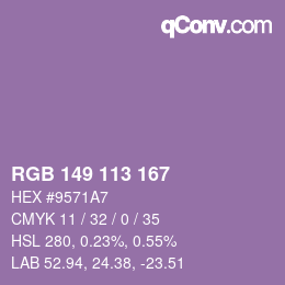 カラーコード: RGB 149 113 167 | qconv.com