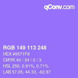Color code: RGB 149 113 248 | qconv.com