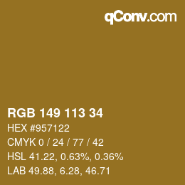 Color code: RGB 149 113 34 | qconv.com