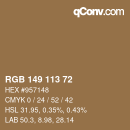 Color code: RGB 149 113 72 | qconv.com