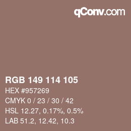 カラーコード: RGB 149 114 105 | qconv.com