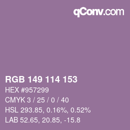 Color code: RGB 149 114 153 | qconv.com
