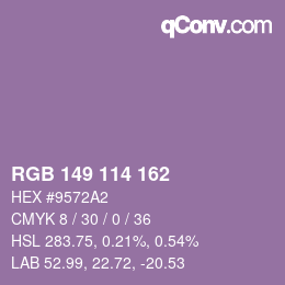 Color code: RGB 149 114 162 | qconv.com