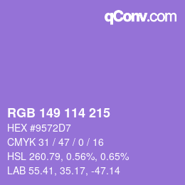 Color code: RGB 149 114 215 | qconv.com