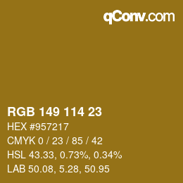 Color code: RGB 149 114 23 | qconv.com