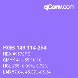 Color code: RGB 149 114 254 | qconv.com