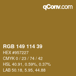 Color code: RGB 149 114 39 | qconv.com