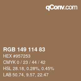Color code: RGB 149 114 83 | qconv.com