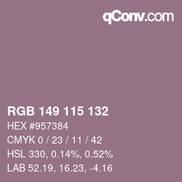 Color code: RGB 149 115 132 | qconv.com