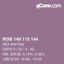 Color code: RGB 149 115 144 | qconv.com