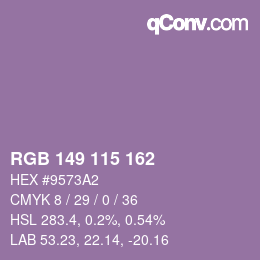 Color code: RGB 149 115 162 | qconv.com