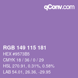 Color code: RGB 149 115 181 | qconv.com