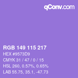 Color code: RGB 149 115 217 | qconv.com