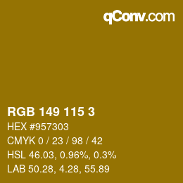 Color code: RGB 149 115 3 | qconv.com