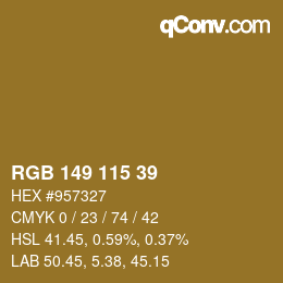 Color code: RGB 149 115 39 | qconv.com