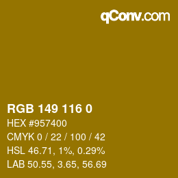 Color code: RGB 149 116 0 | qconv.com