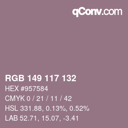 Color code: RGB 149 117 132 | qconv.com
