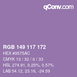 Color code: RGB 149 117 172 | qconv.com