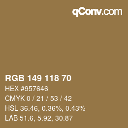 Farbcode: RGB 149 118 70 | qconv.com
