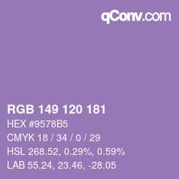 颜色代码: RGB 149 120 181 | qconv.com