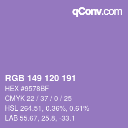 カラーコード: RGB 149 120 191 | qconv.com