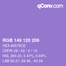 Color code: RGB 149 120 206 | qconv.com