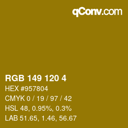 颜色代码: RGB 149 120 4 | qconv.com