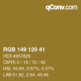 Color code: RGB 149 120 41 | qconv.com