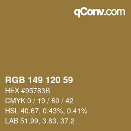 カラーコード: RGB 149 120 59 | qconv.com