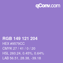 Color code: RGB 149 121 204 | qconv.com