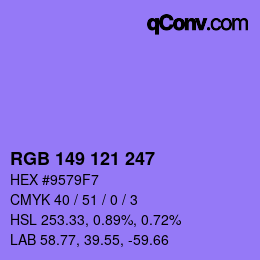 Color code: RGB 149 121 247 | qconv.com