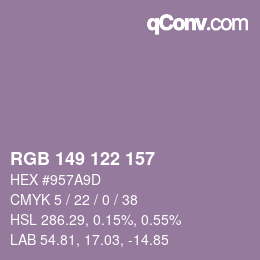 Código de color: RGB 149 122 157 | qconv.com