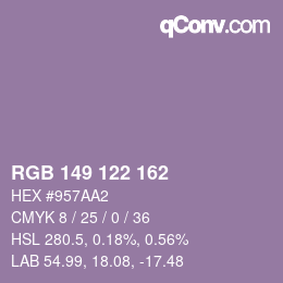 Color code: RGB 149 122 162 | qconv.com