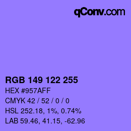 Color code: RGB 149 122 255 | qconv.com