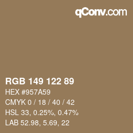 Color code: RGB 149 122 89 | qconv.com