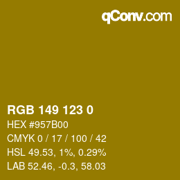 颜色代码: RGB 149 123 0 | qconv.com
