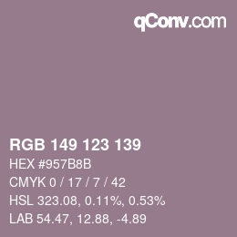 Color code: RGB 149 123 139 | qconv.com