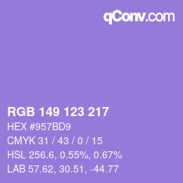 カラーコード: RGB 149 123 217 | qconv.com