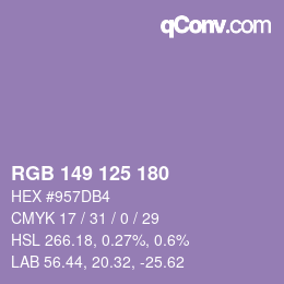 Color code: RGB 149 125 180 | qconv.com